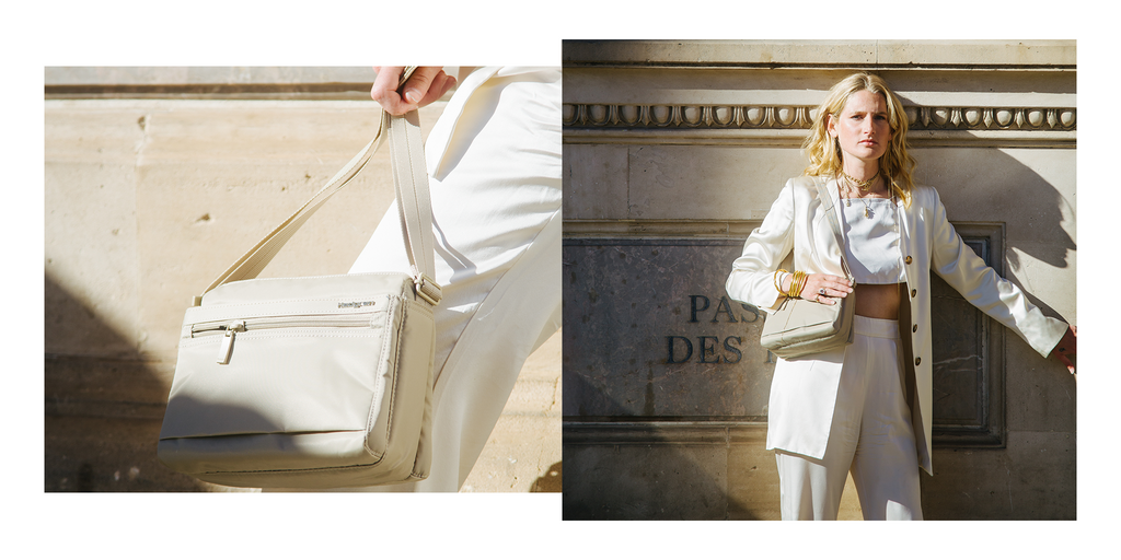 women holding hedgren bag